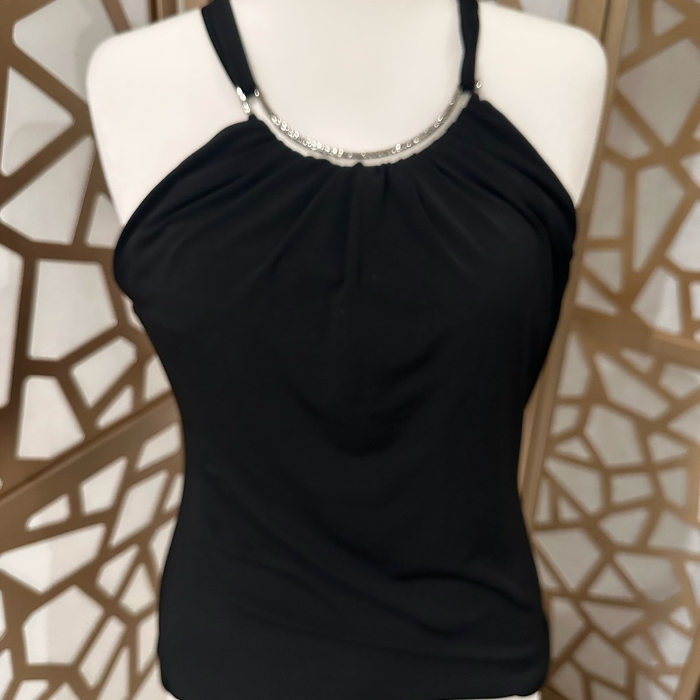 Cache Black Camisole with Silver Accents